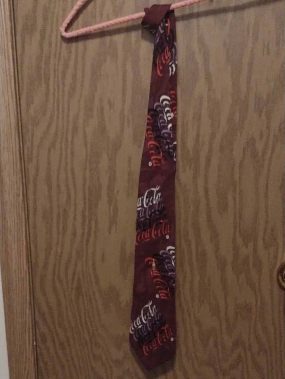 Coca-Cola Burgundy Tie with Multicolor Script